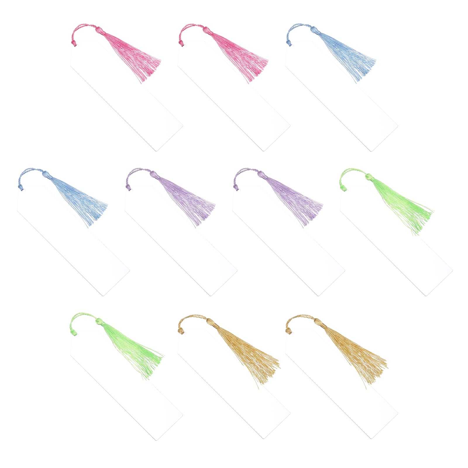 PATIKIL 5.9" x 1" Blank Acrylic Bookmark, 30pcs Heat Transfer Rectangle Clear Book Marks Page Markers with 5 Colors Tassel for Women Book Lover Gift, Pointed