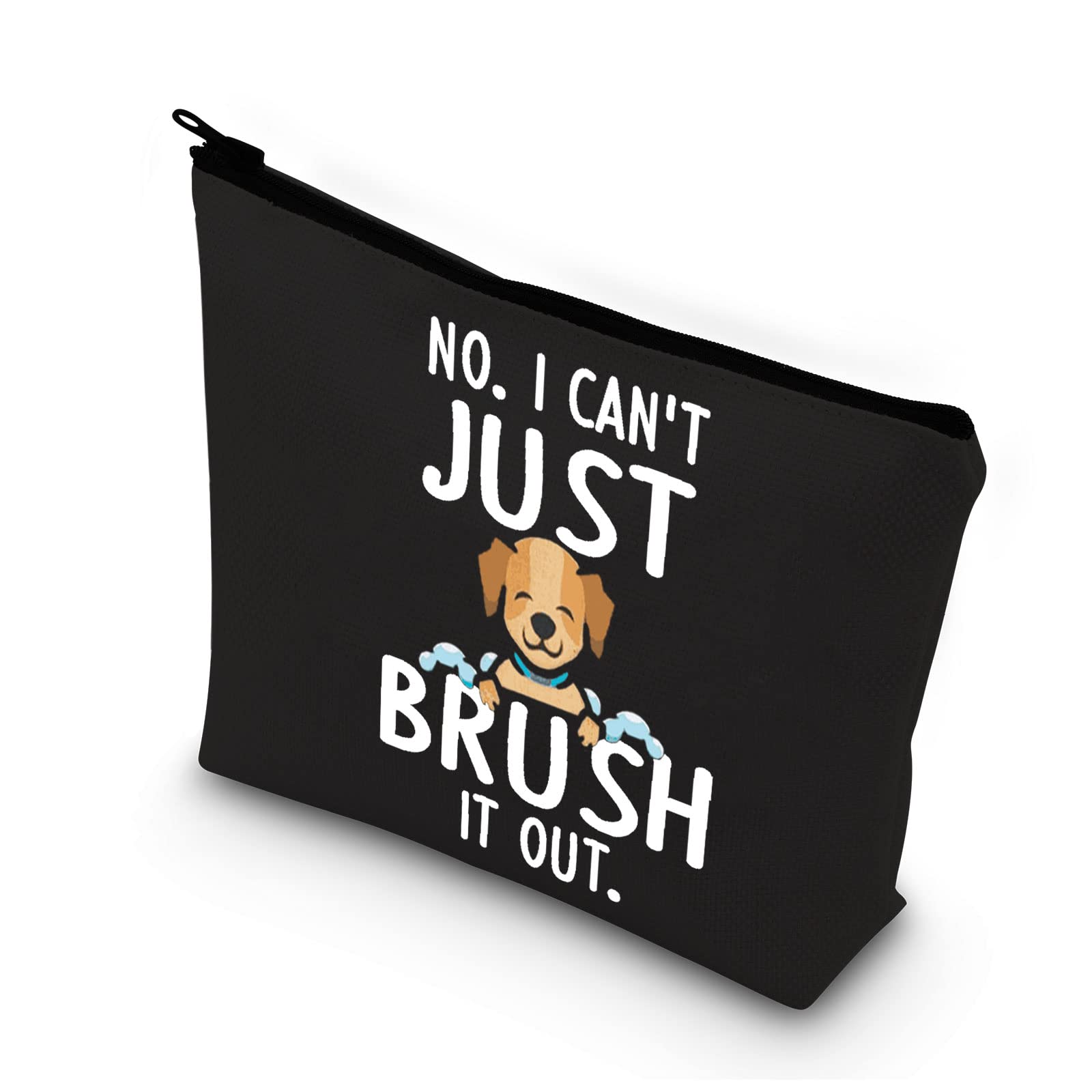 PLITI Dog Groomer Makeup Bag Pet Hairdresser Dog Grooming Gift Dog Salon Gift No I Can't Just Brush It Out Toiletry Bag (Brush it Out blU)