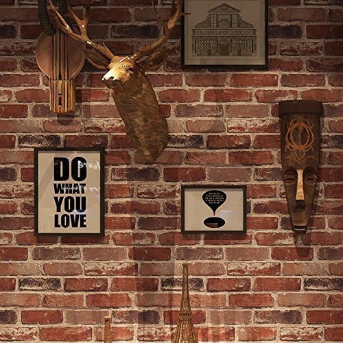 WitHome 57sq.ft Wallpaper Faux Smooth Rust Tuscan Red Brick Wall Looks Real Up Modern Faux Red Brick Stone Textured Wallpaper Roll Red Multi 3D Brick Blocks Home Room Decoration (Countryside Red)