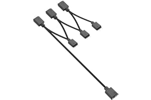YAODHAOD 5V 3-Pole ARGB Splitter Cable & Extension Cable，1-to-3/4/6 Splitter, for CPU Cooler 5V Fan LED Light Strips (Black, 