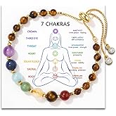 LAVEIR 7 Chakra Bracelets for Women – Crystals and Healing Stones, Yoga & Meditation Relax Anxiety Crystal Bracelet, Birthday Mothers Day Christmas Retirement Gifts for Mom, Sister, Friend, Grandma