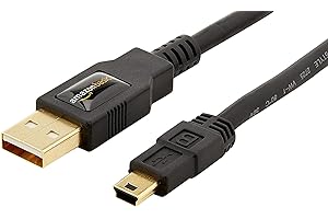 �鶹�� Basics USB-A to Mini USB 2.0 Fast Charging Cable, 480Mbps Transfer Speed with Gold-Plated Plugs, 3 Foot, Black