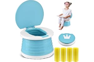 VISATOR Portable Potty for Toddler Travel Foldable Potty Seat for Toddler Training Toilet for Kids Boys Girls Car On The Go Potty Travel Toilet Chair for Camping Park Indoor/Outdoor (Blue)