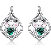 Cuoka Animal Earrings 925 Sterling Silver Cute Animal Hoop Huggie Earrings,Hypoallergenic Animal Jewelry Birthday Graduation Gifts for Women Girls