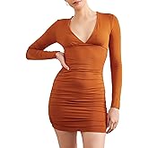 Forever 21 Womens Ruched V-Neck Mini Dress