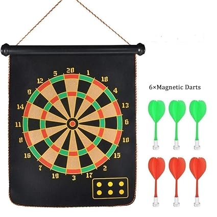 SVACT Double Faced Flock Printing Thickening Family Game Dart Board with Free 6 Needle 16-inch (Black)