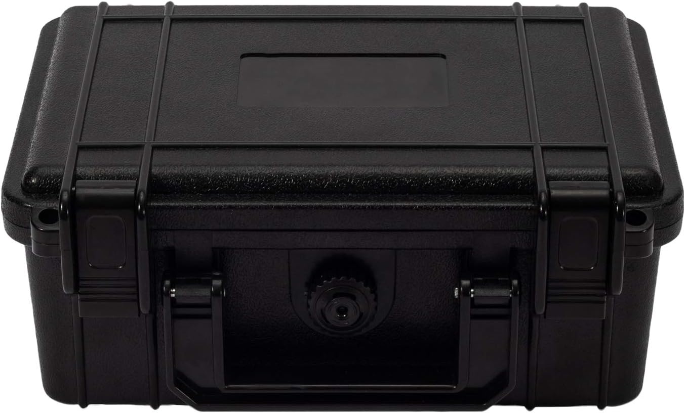 OCGIG Black Small Waterproof Hard Plastic Case Bag Tool Rugged Compact Travel Storage Box Portable Organizer for Camera Video Guns Test Metering Equipment 8.5"x6.5"x3.8"