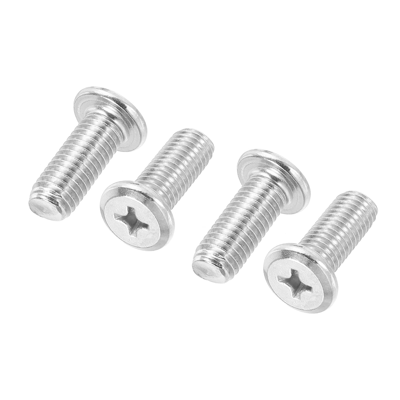 PATIKIL Flat Round Head Phillips Screws, 4 Pack M10-1.5 x 25mm Binding Screws 304 Stainless Steel 18-8 Full Thread, Phillips Drive Machine Screw Furniture Screw Connector Bolts