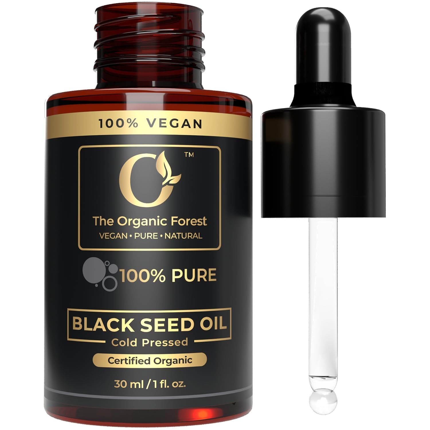 100% Plant Based Black Seed Oil – Organic Cold Pressed Carrier Oil for Hair & Skin Care – Pure Black Cumin Seed Drops For Hair Thickening & Skin Health — image 1