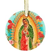 Our Lady of Guadalupe Glass Ornament - Traditional Catholic & Christian Christmas Decor, Religious Decorative Hanging Ornaments for Tree - Nativity, Faith