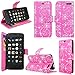 Cellularvilla Wallet Case for Amazon Fire Phone Pu Leather Wallet Card Flip Open Pocket Case Cover Pouch (Pink Glitter)