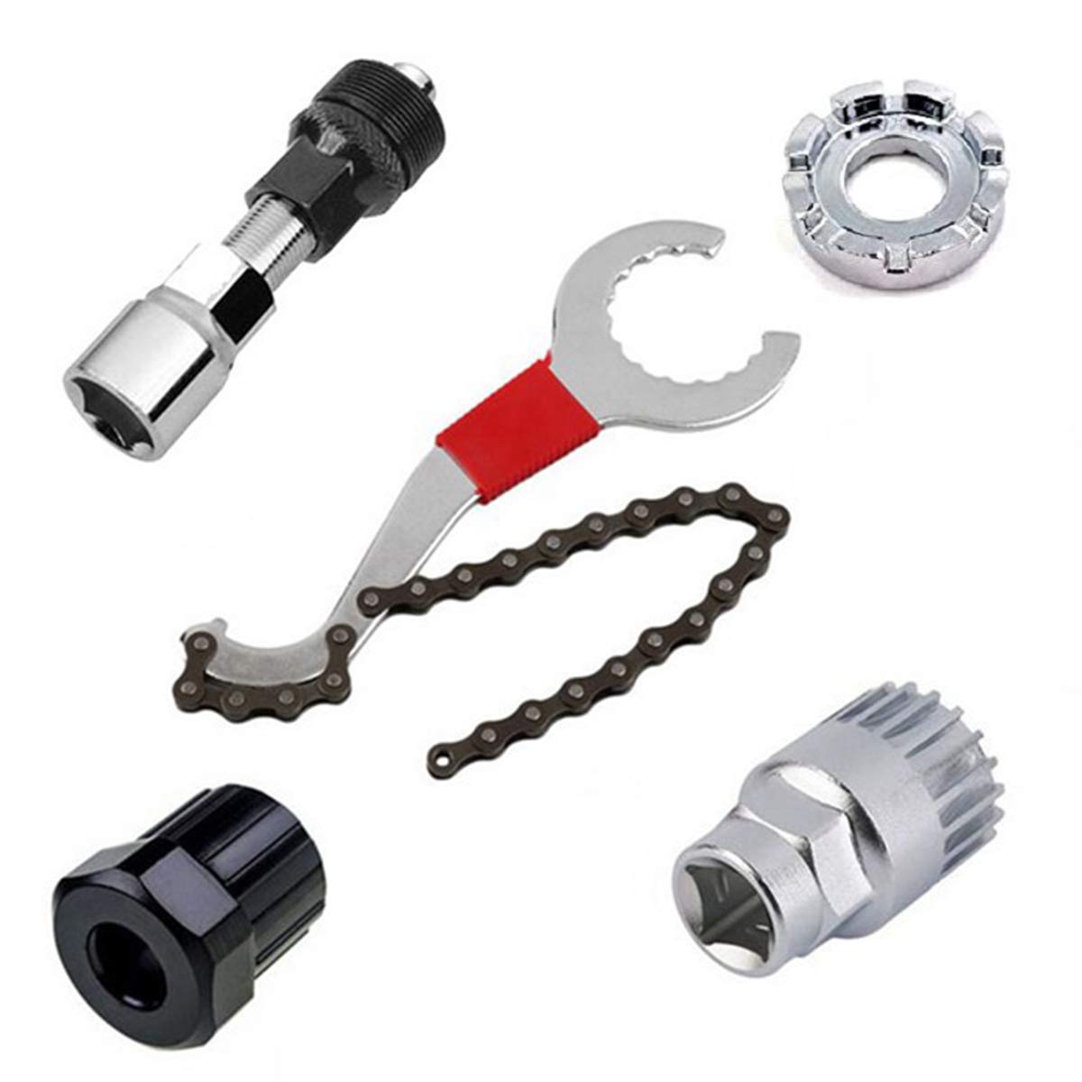 SENDILI Multifunctional Bicycle Repair Kit - Bicycle Chain Remover Crank Puller Freewheel Cassette Remover Bottom Bracket Remover Wheel Spoke Wrench Chain Whip Bicycle Repair Tool Set