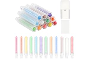 lasuroa 12pcs Dustless Chalk for Kids, Colored Chalkboard Chalk with Pen Holder Sidewalk Chalk for Kids Dust Free Chalk Crayo