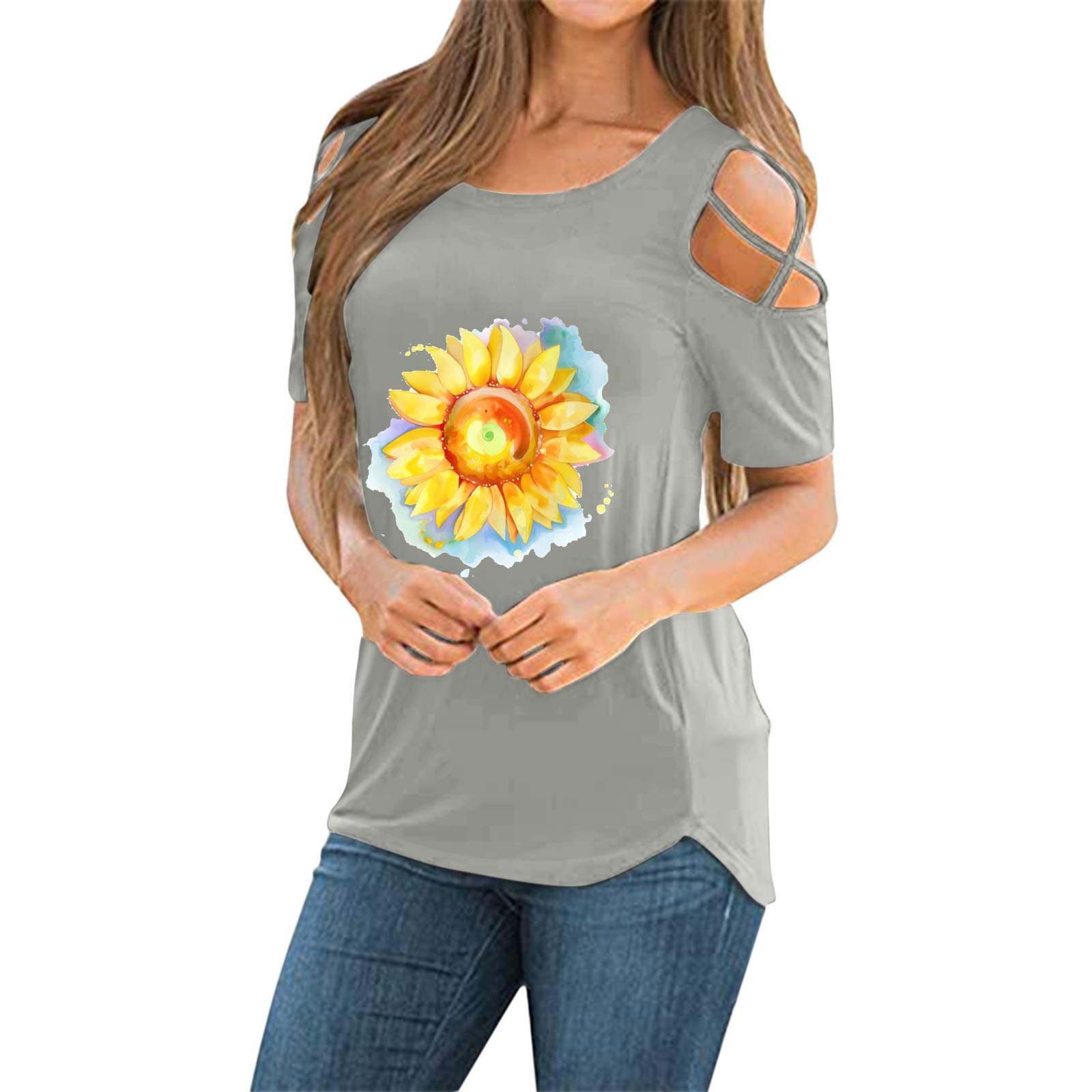 Xiart Womens Summer T Shirts Casual Short Sleeve