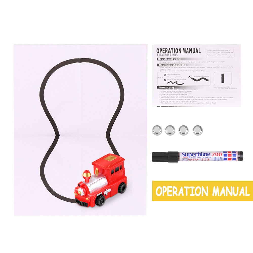Huibudch Magic Inductive Truck Toy Train Magic Mini Train [Follows Black Line] for Kids (Red Train)