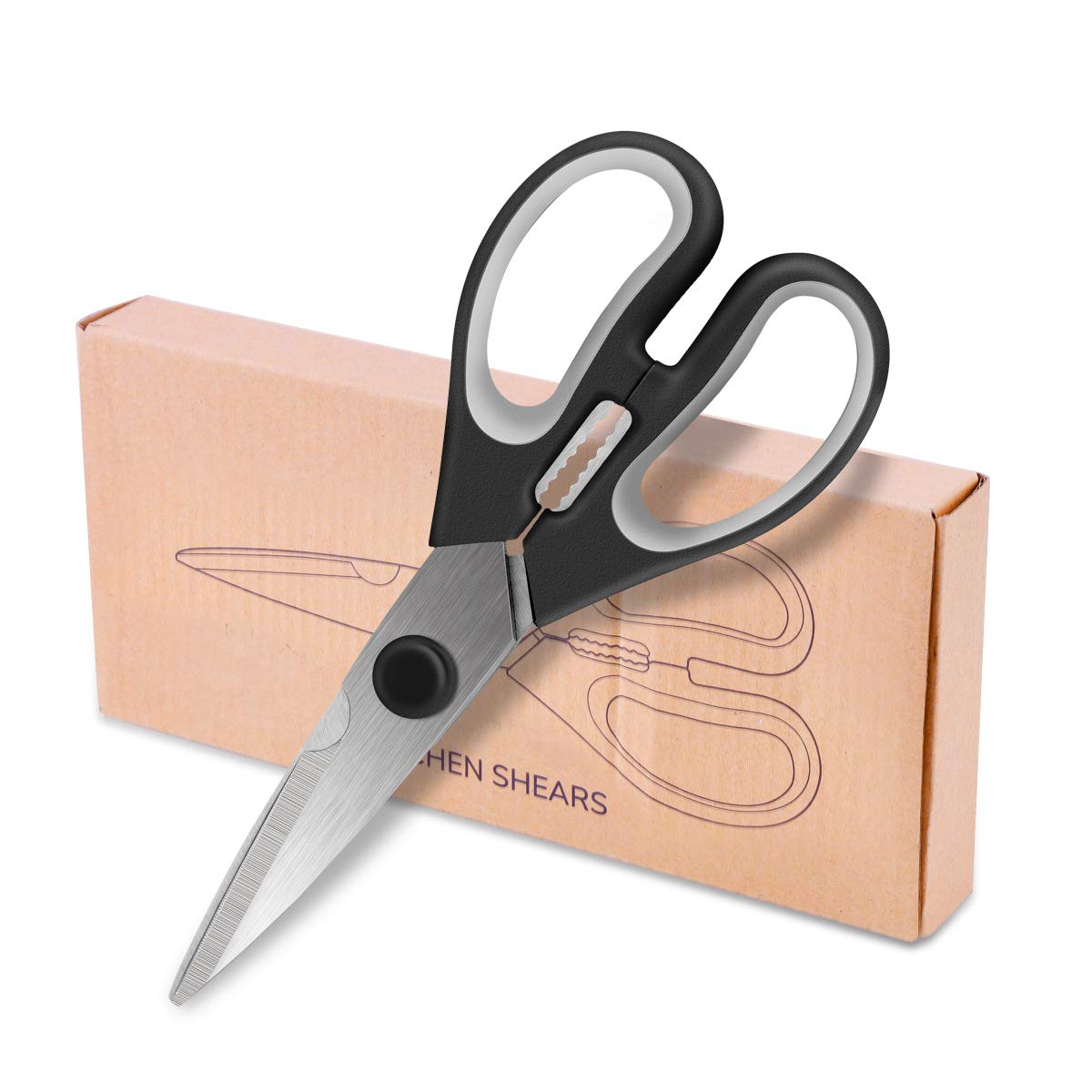 Kitchen Scissors, CUSIBOX Multifunction Come-Apart Kitchen Shears, Heavy Duty Scissors for Herbs, Chicken, Meat and Vegetables, Black