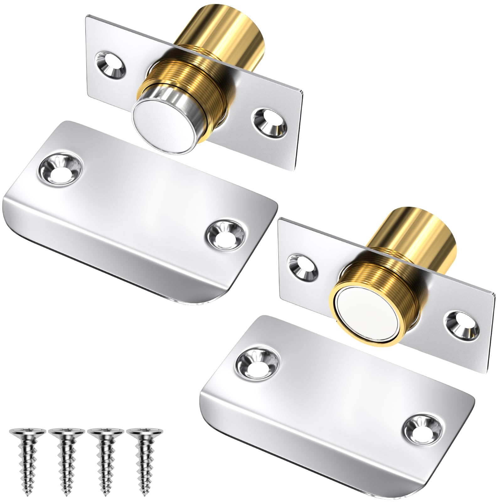 Magnetic Ball Catches for Internal Doors Jiayi 2 Pack Door Ball Latch Magnetic Ball Door Catch, Silver Roller Catch Ball Top Door Hardware for Hidden Pantry Cupboard Closet Magnetic Door Lock Closing
