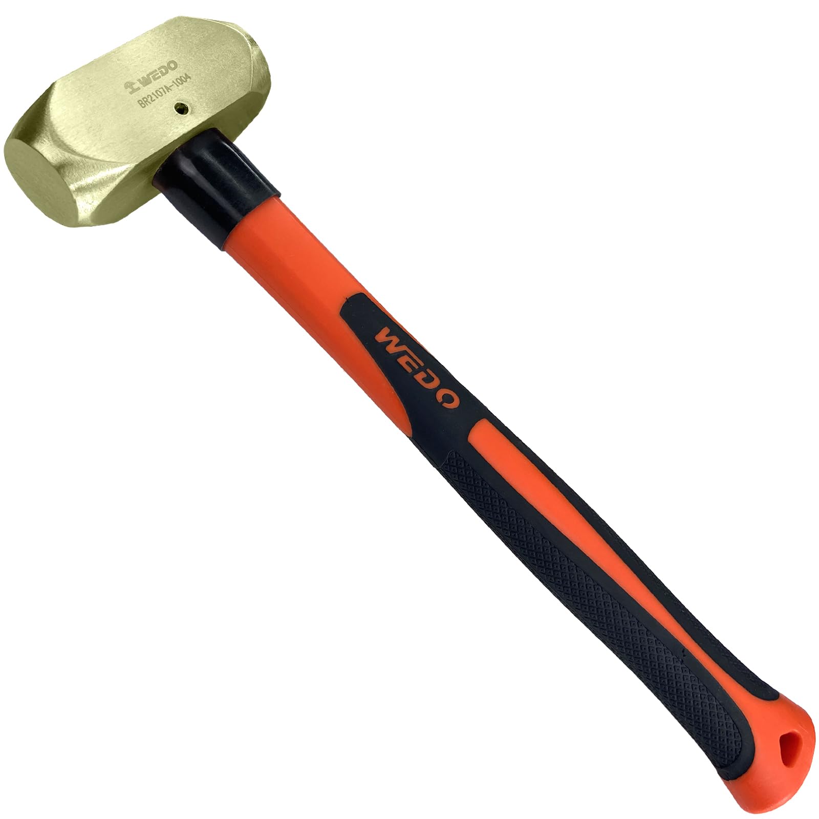WEDO Brass Sledge Hammer 2lb(900g), Club Hammer with Fiberglass Handle, Die-Forged, Corrosion Resistant, Length 14"