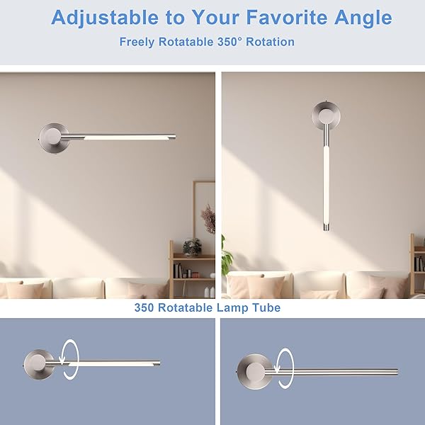PENDRION 20 INCH BRUSHED NICKEL MODERN LED WALL SCONCE INDOOR WALL LIGHTS CONTEMPORARY BATHROOM VANITY LIGHT FIXTURE WALL MOUNT LAMP 15W 5CCT DIMMABLE LED WALL LIGHTING FOR CORRIDOR GALLERY HOUSE
