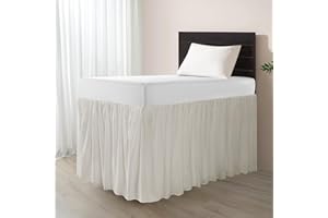 TSUTOMI Dorm Room Bed Skirt Twin XL - College Dorm Bed Skirt - Extra Long Dorm Room Bed Skirt 42 Inch Tailored Drop - 100% Microfiber Dorm Room Bedskirts - College Dorm Bed Skirt - Ivory, Twin-XL /42 Drop
