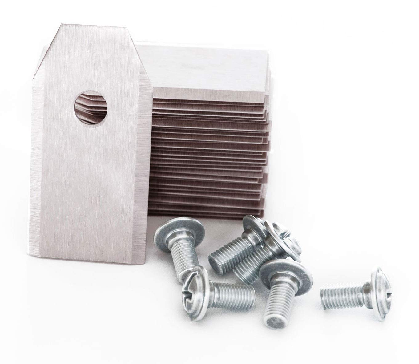 MOWHOUSE Lawnmower Spare Blades Set - Hardened Stainless Steel Blade Replacement Compatible with Husqvarna Gardena McCulloch - Mower Trimmer Spares, Exact Fit - 30 Pieces, 30 Screws