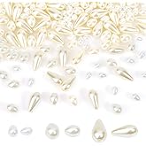 arricraft 150 Pcs Glass Pearl Beads Strands, Eco-Friendly Teardrop Shape Faux Pearl Beads Chain for Decoration DIY Crafts Jewelry Making 3 Colors