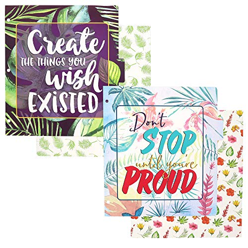 Paper Junkie Binder Dividers with Tabs, 5 Tropical Motivational Designs
