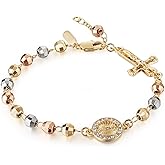 HZMAN Virgin Mary Rosary Bead Cross Bracelet Virgin of Guadalupe Adjustable Link Bracelet for Women Jewelry Gift