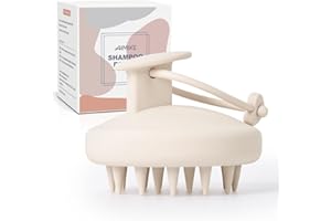 AIMIKE Scalp Massager Shampoo Brush, Soft Silicone Scalp Scrubber, Scalp Brush/Exfoliator for Washing Hair Dandruff, Scalp Massager Hair Growth Stimulator, Wet Dry Scalp Hair Scrubber - Oatmeal