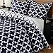 downluxe Lightweight Printed Comforter Set (Queen,Navy) with 2 Pillow Sham - 3-Piece Set - Down Alternative Reversible Comforter