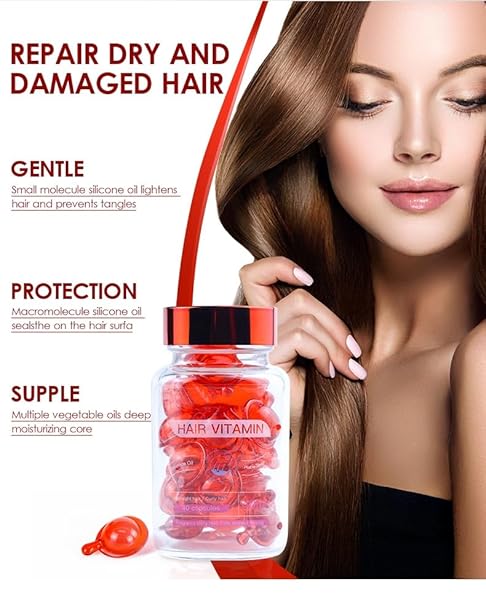 BLANSEN NO-RINSE HAIR TREATMENT SERUM，ADVANCED MACADAMIA & AVOCADO HAIR CAPSULES | VITAMIN-RICH, ANTI-FRIZZ, SPLIT ENDS REPAIR, GROWTH BOOST, SHINE & STRENGTH FOR DAMAGED HAIR 40CT