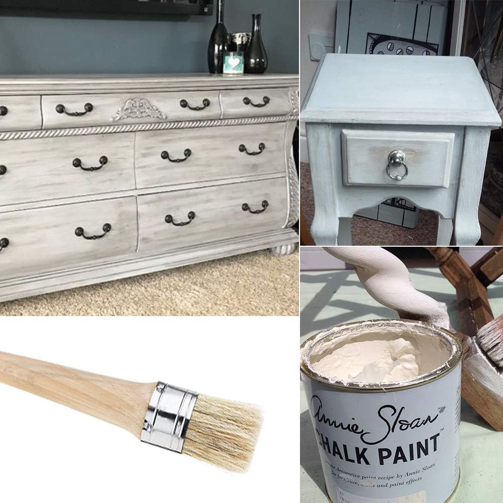 ASelected Chalk Paint Brush for Painting and Waxing 40mm Natural Bristle Round Wax Brush for Furniture Painting Perfect for Furniture Stencils Wood Home Decor - Image 4