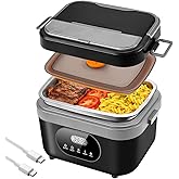 oofkit Electric Lunch Box For Adults(Men),Heated Lunch Box Battery Powered With USB Charge port,Self Heating Cordless,Portable Food Warmer lunch box For meals on the go(Black 1.4L)