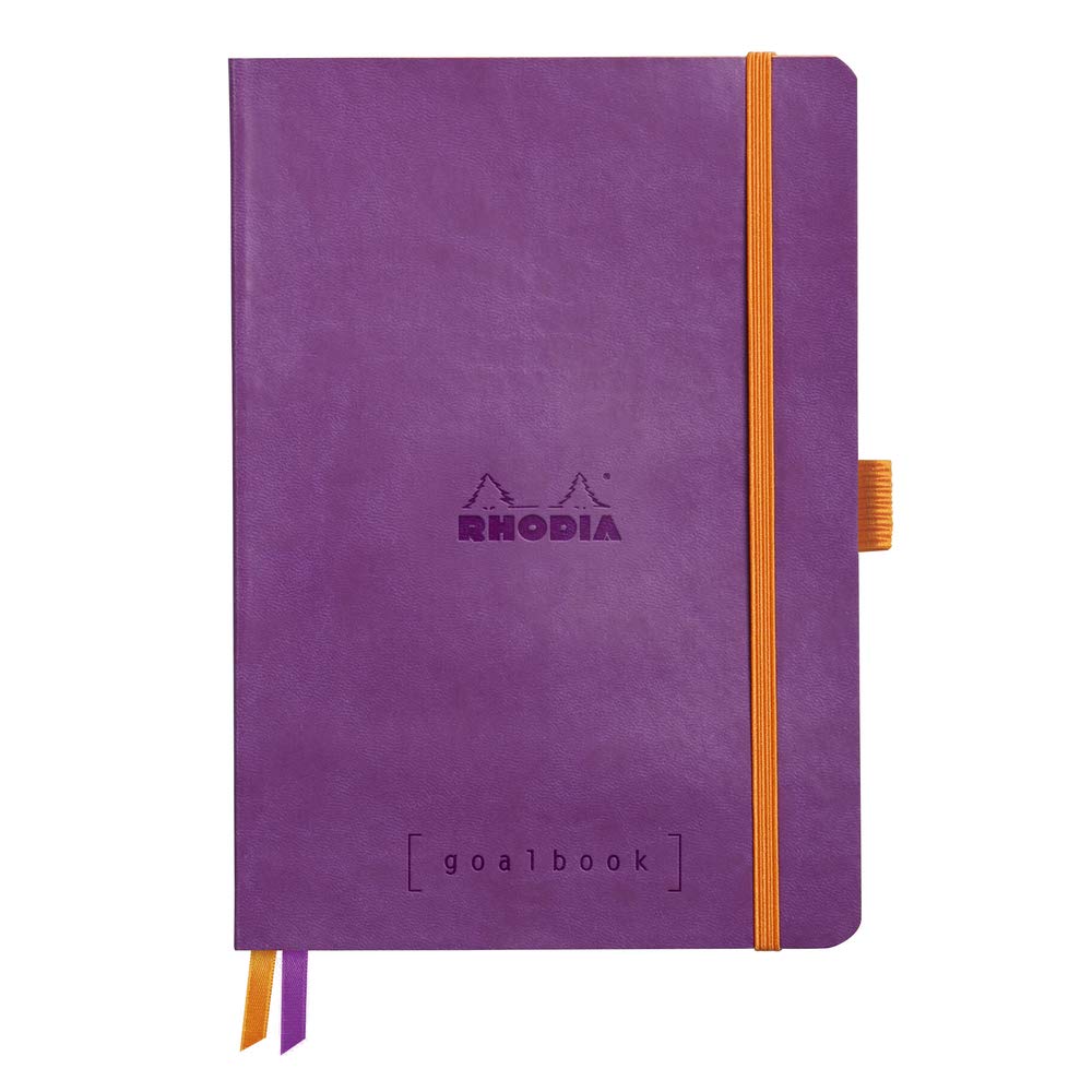 RHODIA 117770C - Bullet Journal Goalbook Violet - A5 14.8 x 21 cm - Small Squares - 240 pages - Ivory 90 gsm paper - 2 Ribbons, Elastic closure - Leatherette