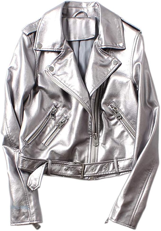 Giubbotto di Pelle,Giacca Argento in Pelle