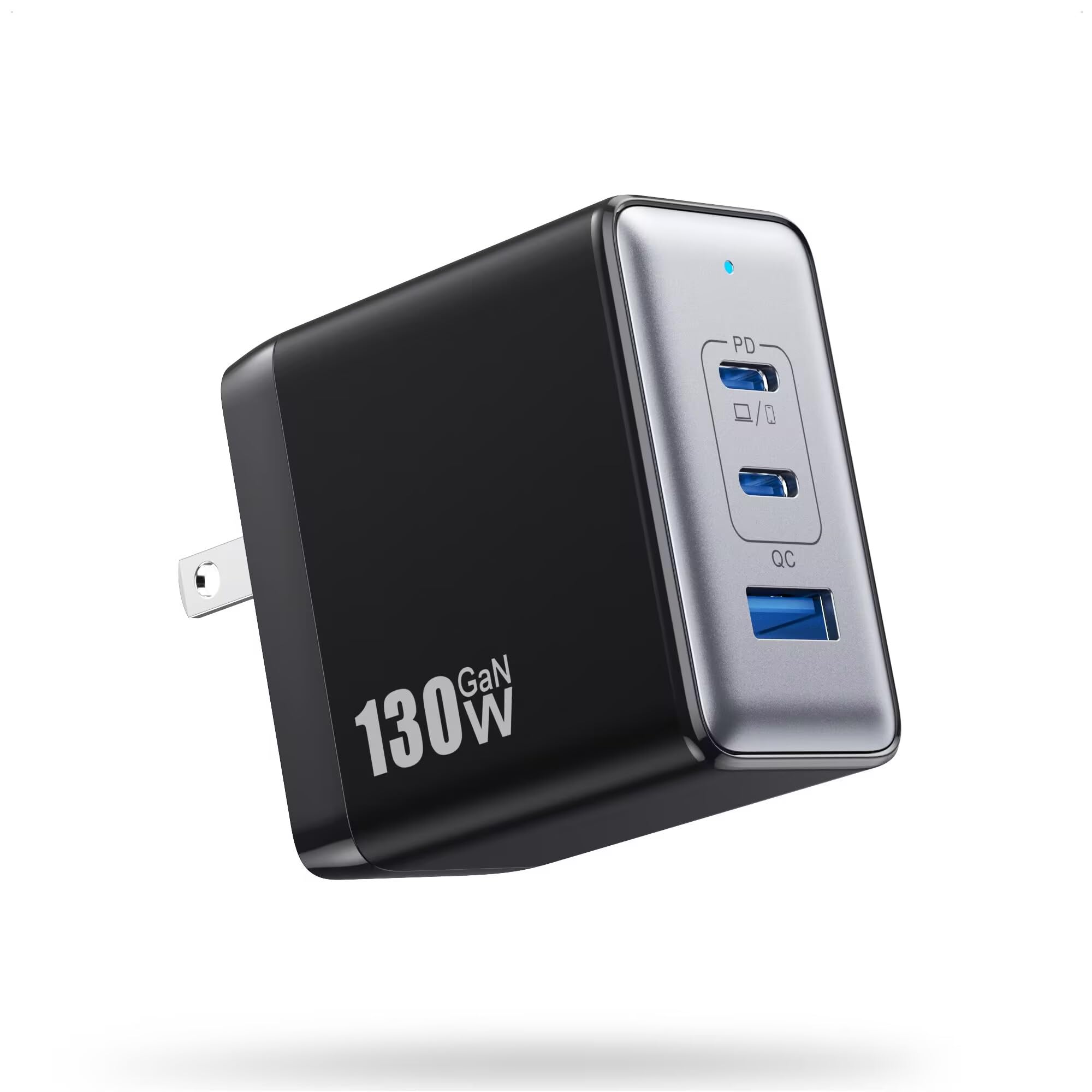Photo 1 of 130W USB C Charger Block,3-Port GaN Fast Charger,Compact Foldable Type C Fast Charging Wall Charger,PD QC 65W USB C Laptop Charger for MacBook Pro/Air,iPad Pro,iPhone16/15,Galaxy Series,Dell XPS etc