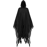 Fourluoo Halloween Grim Reaper Costume Medieval Renaissance Hooded Cloak Gothic Wizard Cape for Adult Halloween Cosplay