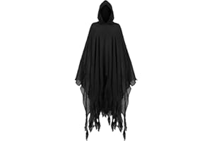 Fourluoo Halloween Grim Reaper Costume Medieval Renaissance Hooded Cloak Gothic Wizard Cape for Adult Halloween Cosplay