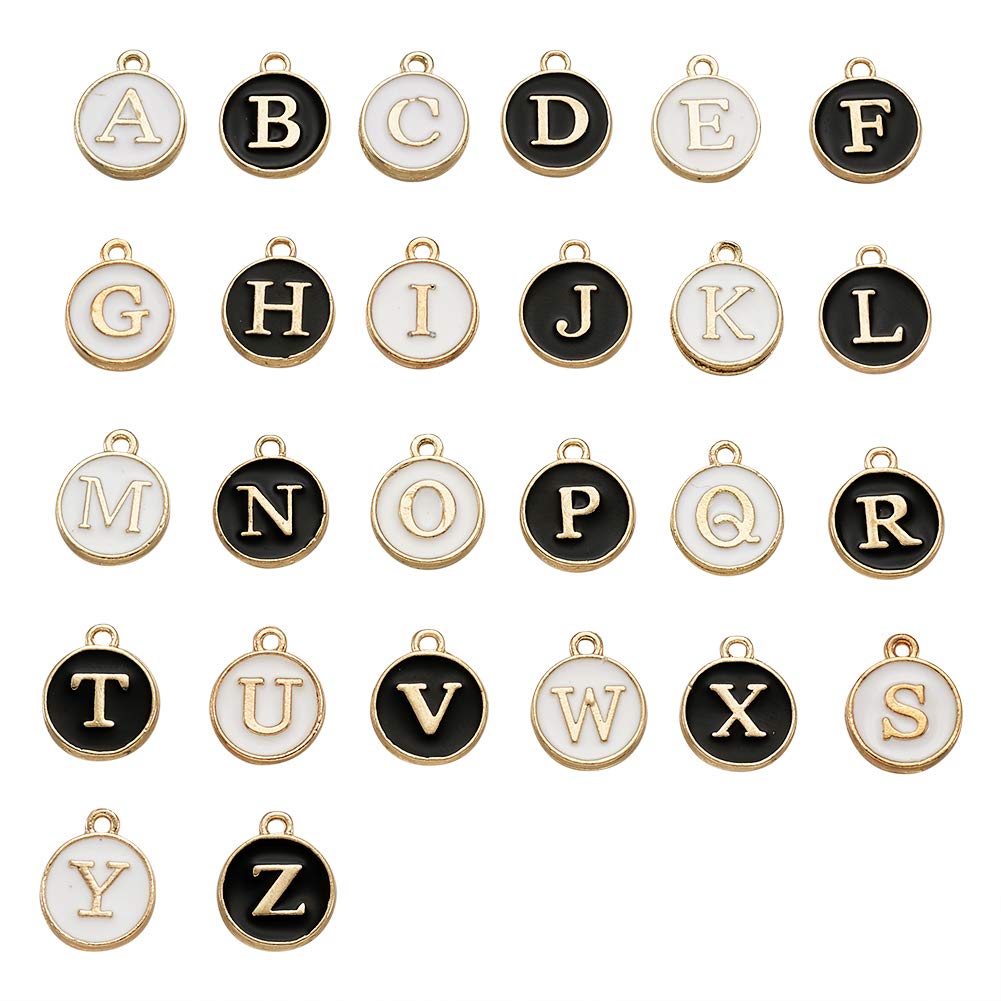 Beadthoven 52pcs Cute Mixed Alphabet Letter Charms 2 Color Initial Enamel Charms Double Sided Enamel Capital Letter Pendants for Bracelet Earring Necklace Jewelry Making โ image 1