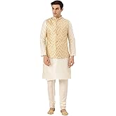 Sojanya (Since 1958 Men'S Silk Blend Kurta Pyjama & Nehru Jacket Combo