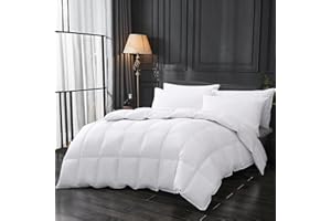 Saisier Feather Down Comforter Queen Size Premium Down Duvet Insert, All Season 90x90 Inches Off White Hotel Bedding Comforter with 8 Corner Tabs