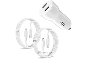 QZVOO iPhone 14 13 Car Charger, [Apple MFi Certified] 45W Dual Port USB C Rapid Apple Car Adapter with 3ft Type C to Lightning Cable Fast Charging for iPhone 14 Pro/14 Pro Max/14 Plus/13/12/11/XS/XR/SE,iPad