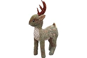 WAYUTO Christmas Reindeer Straw Ornament Deer Elk Statue Cute Rustic Decorations Merry Christmas Party Home Office Garden Outdoor Handmade Craft Supplies Tabletop Multi-Styles Unique Display