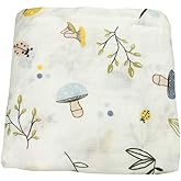 Organic Cotton Soft Muslin Swaddle Blankets Premium Receiving Blanket|Toddler| Bath Towels | Wraps Neutral Receiving Blanket for Boys and Girls (Mushroom)