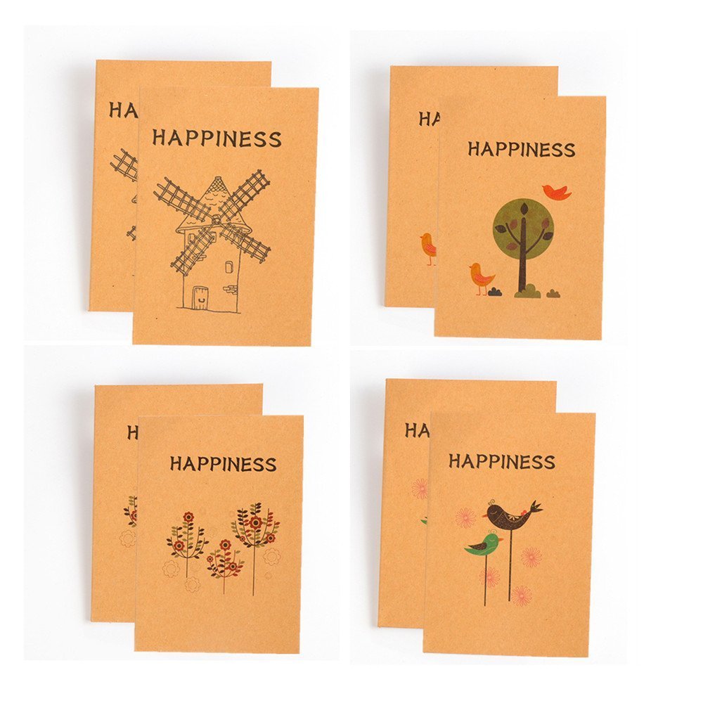 Shulaner Kraft Cover Mini Notepad Blank Pages Small Pocket Notebook Diary Journal Pack of 8