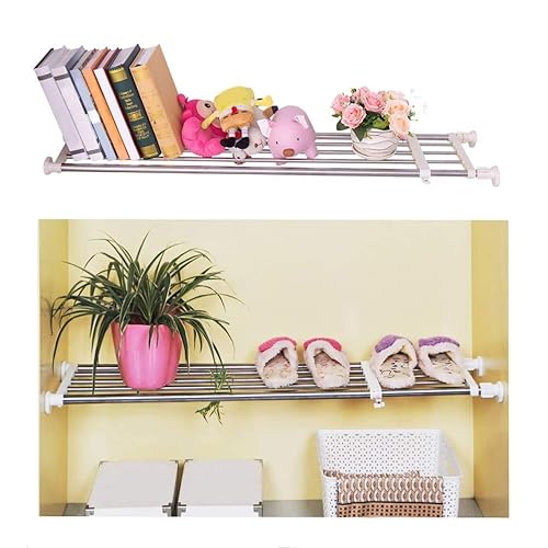BAOYOUNI Adjustable Closet Tension Shelf Rod Expandable Clothes