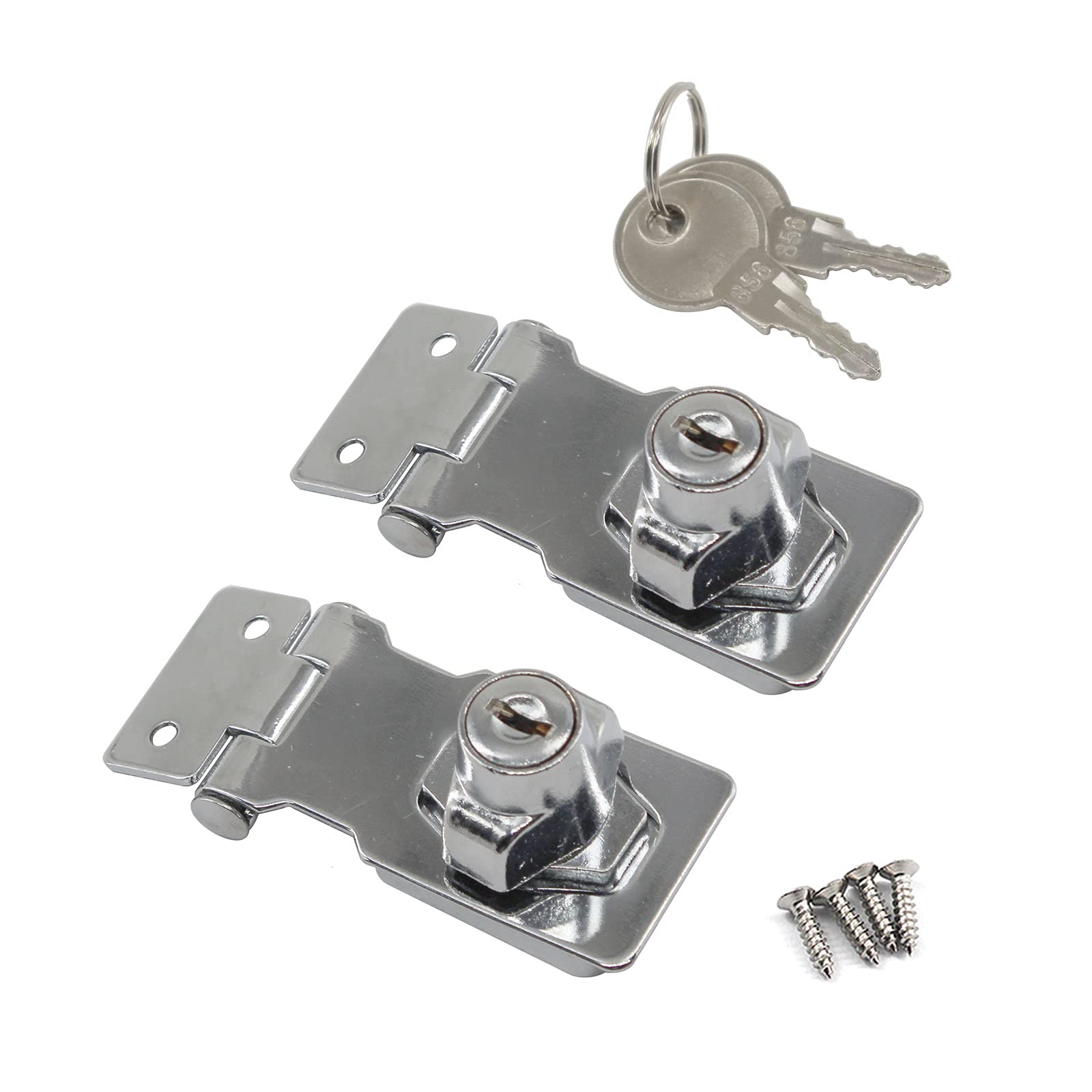 Zinc Alloy Lock Hasp with Key 2.5 Inch Padlock Hasp Gate Lock (Pack of 2)