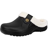ChayChax Women and Men Fur Lined Clogs Memory Foam Warm Fuzzy Slippers Winter Waterproof Indoor Outdoor Slipper