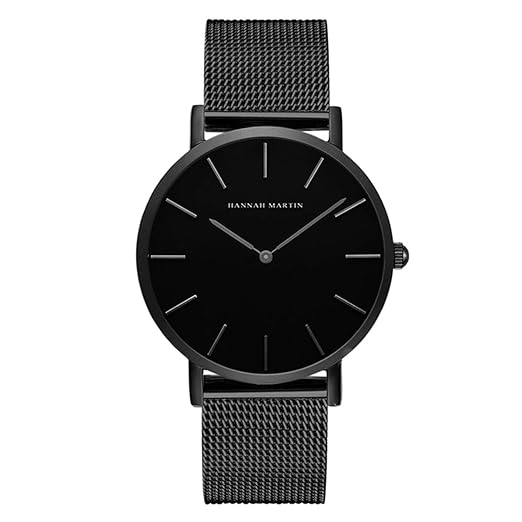 BesWLZ Uhren für Herren Damen Ultra Schwarz Minimalistische Quartz Armbanduhren mit Edelstahl Band