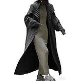 Women's Cable Knit Long Cardigan Long Sleeve Open Front Lapel Shawl Collar Chunky Oversized Duster Sweaters Coat